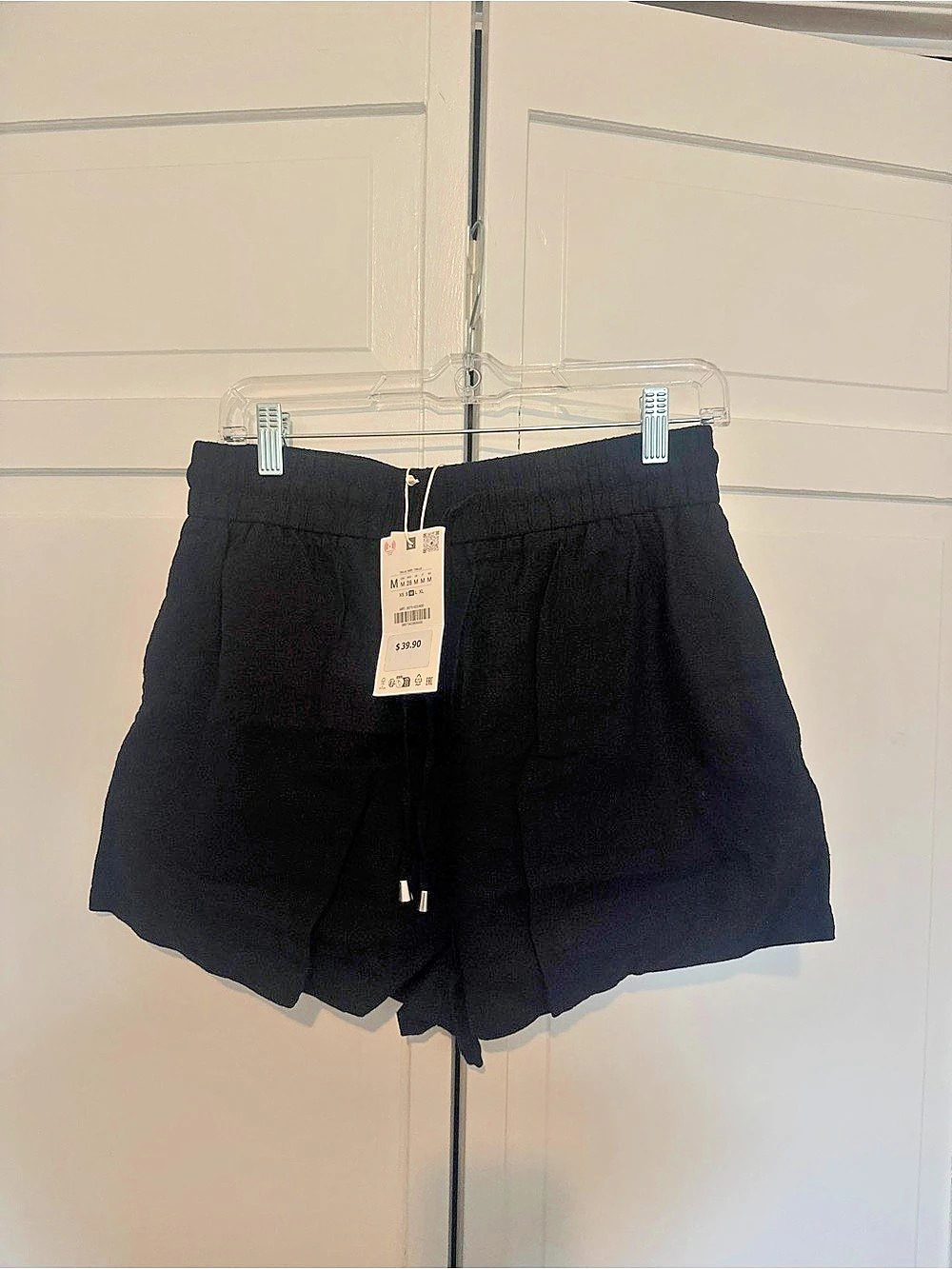 Zara Linen Blend Shorts in Black Size Medium
